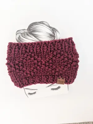 Etta Maroon Knit Ear Warmer