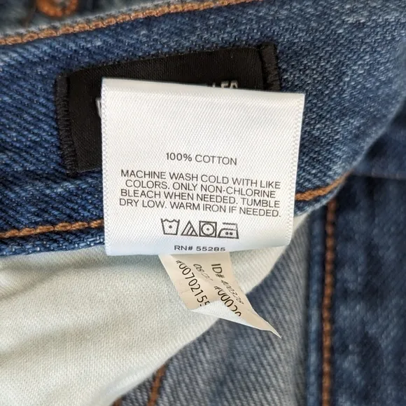 Express High Waist Medium Wash Raw Hem Wide Leg Cotton Denim Jeans 6R 32&quot; Inseam