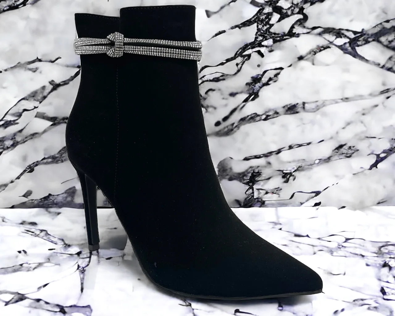 Faux Leather Pointed Toe Ankle Boots