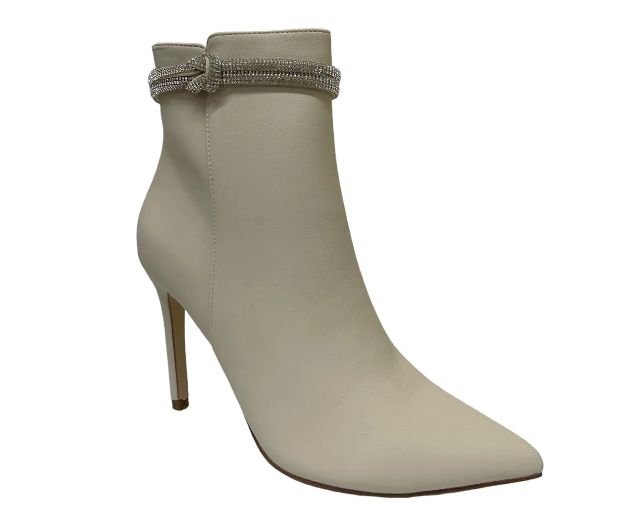 Faux Leather Pointed Toe Ankle Boots