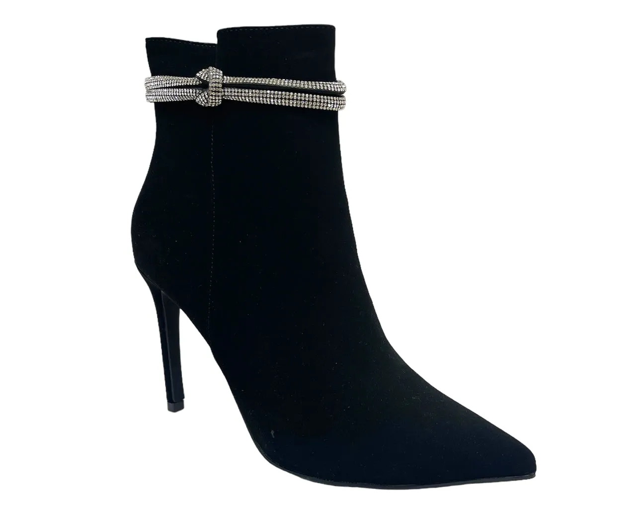 Faux Leather Pointed Toe Ankle Boots