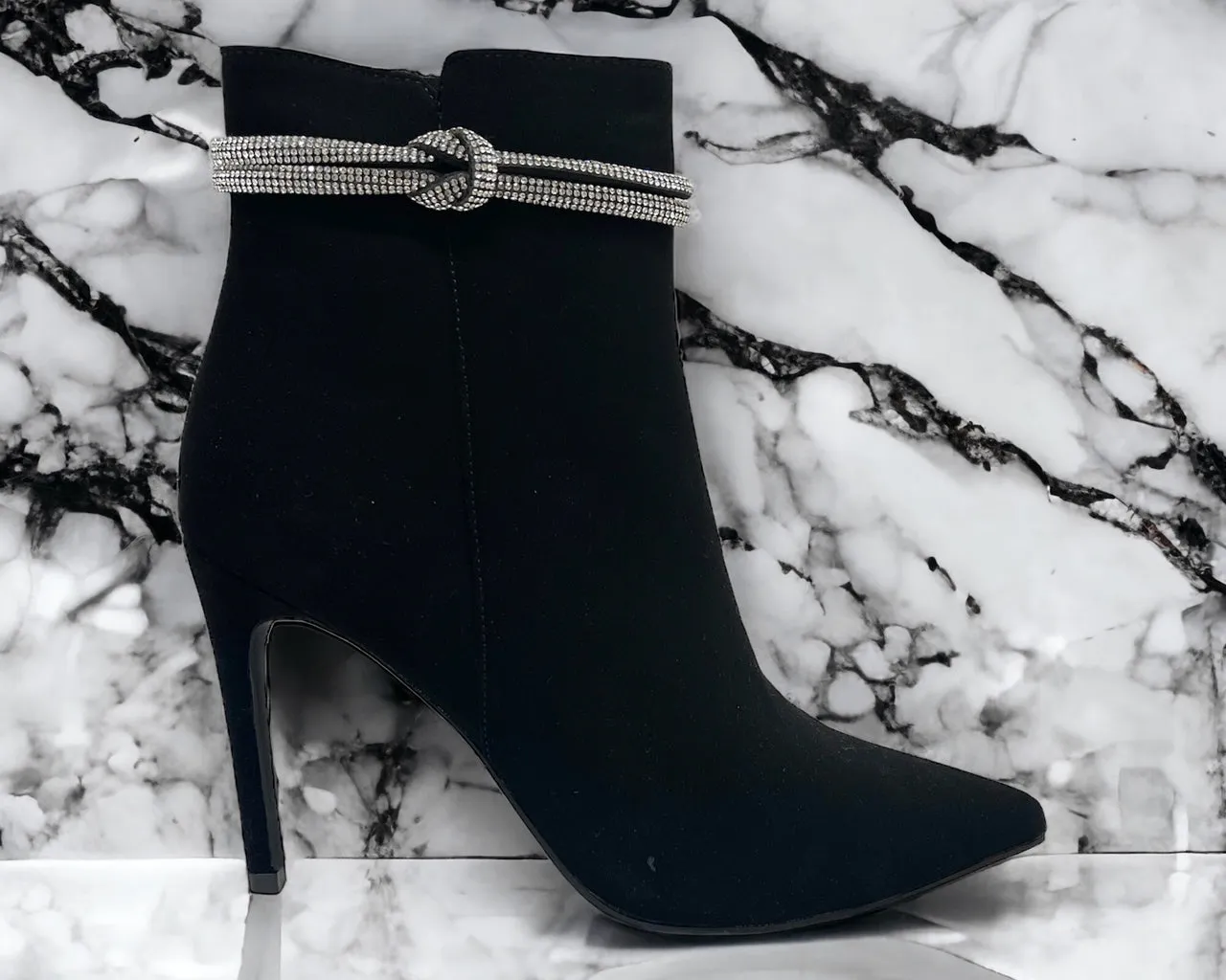 Faux Leather Pointed Toe Ankle Boots