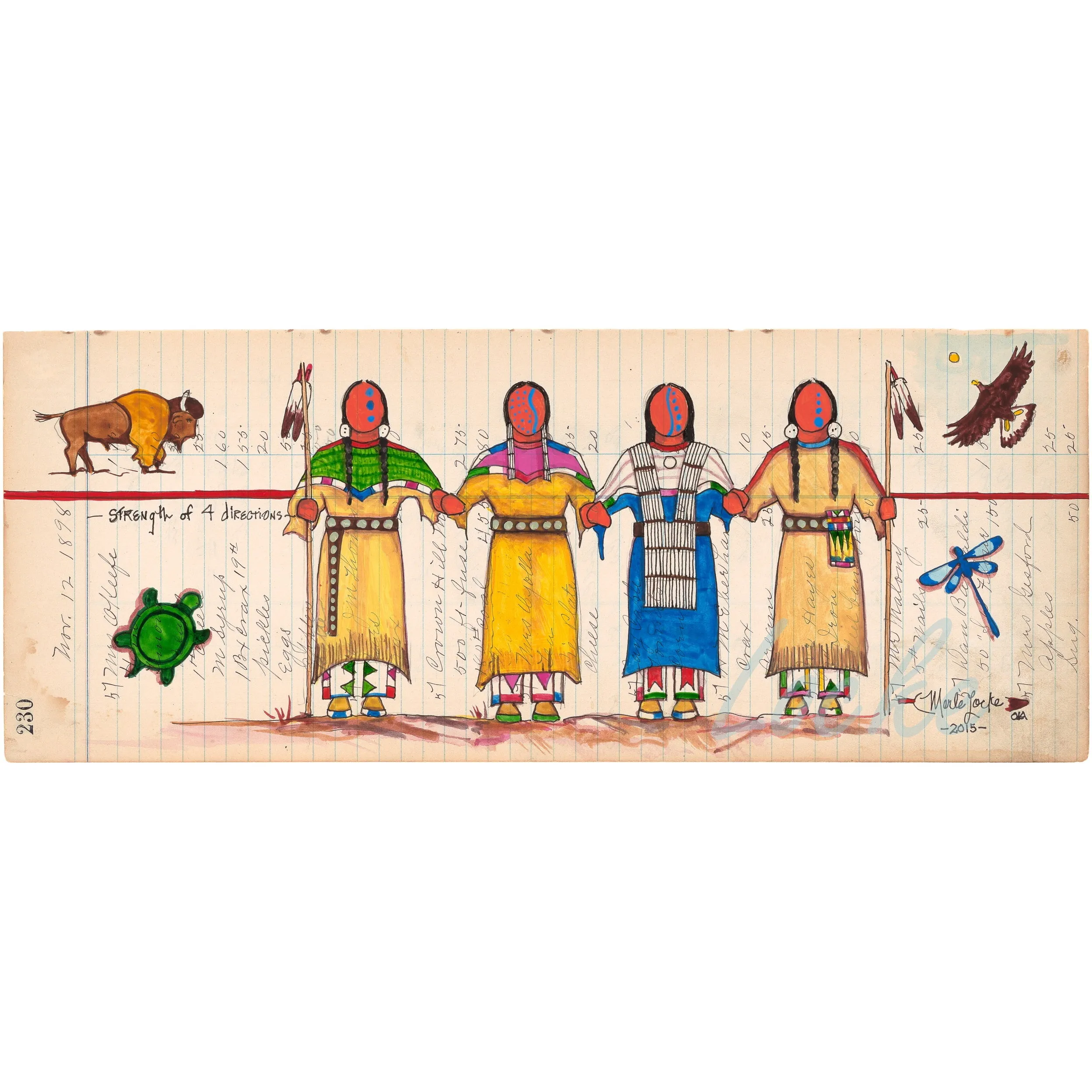 (Fine Art Print) Antique Ledger #230 ~ Strength of 4 Directions