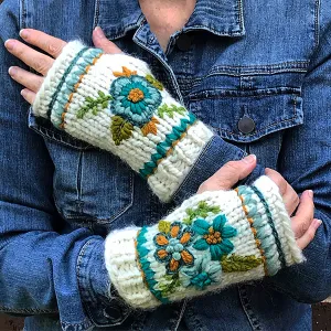 Floral Wrist Warmers PDF pattern
