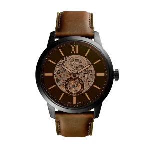 Fossil Townsmen Amber Crystal Center Skeleton Dial ME3155