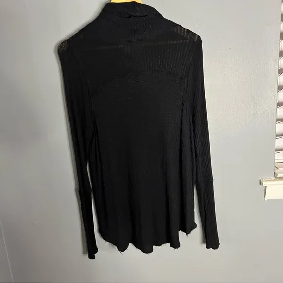 Free people black thermal cowl neck tunic sweater