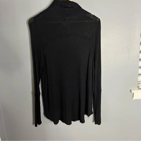 Free people black thermal cowl neck tunic sweater