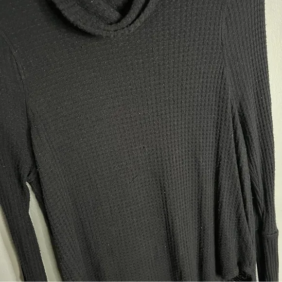 Free people black thermal cowl neck tunic sweater