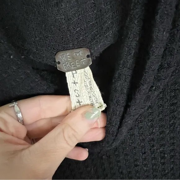 Free people black thermal cowl neck tunic sweater