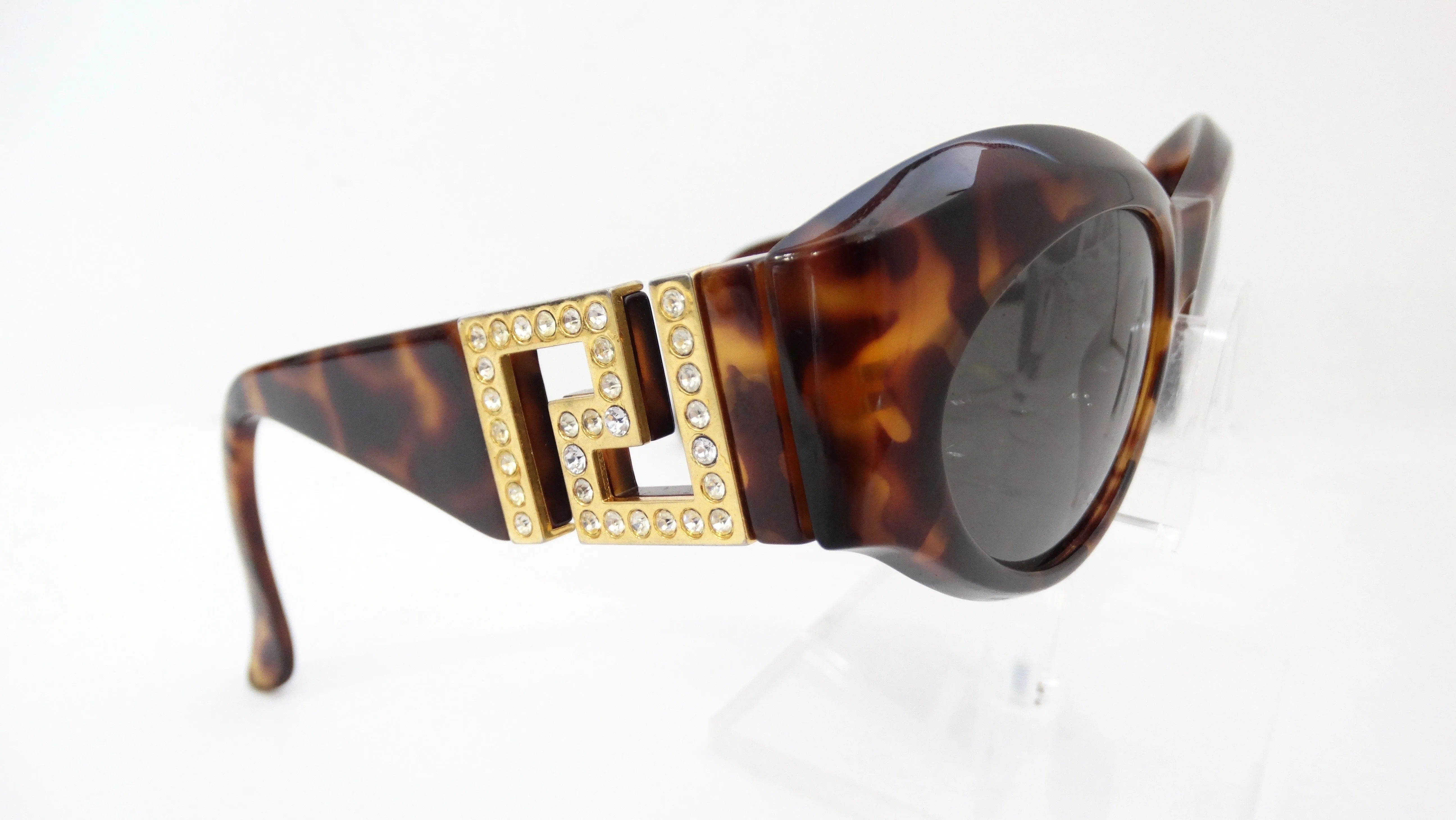 Gianni Versace Greek Key Tortoise Sunglasses