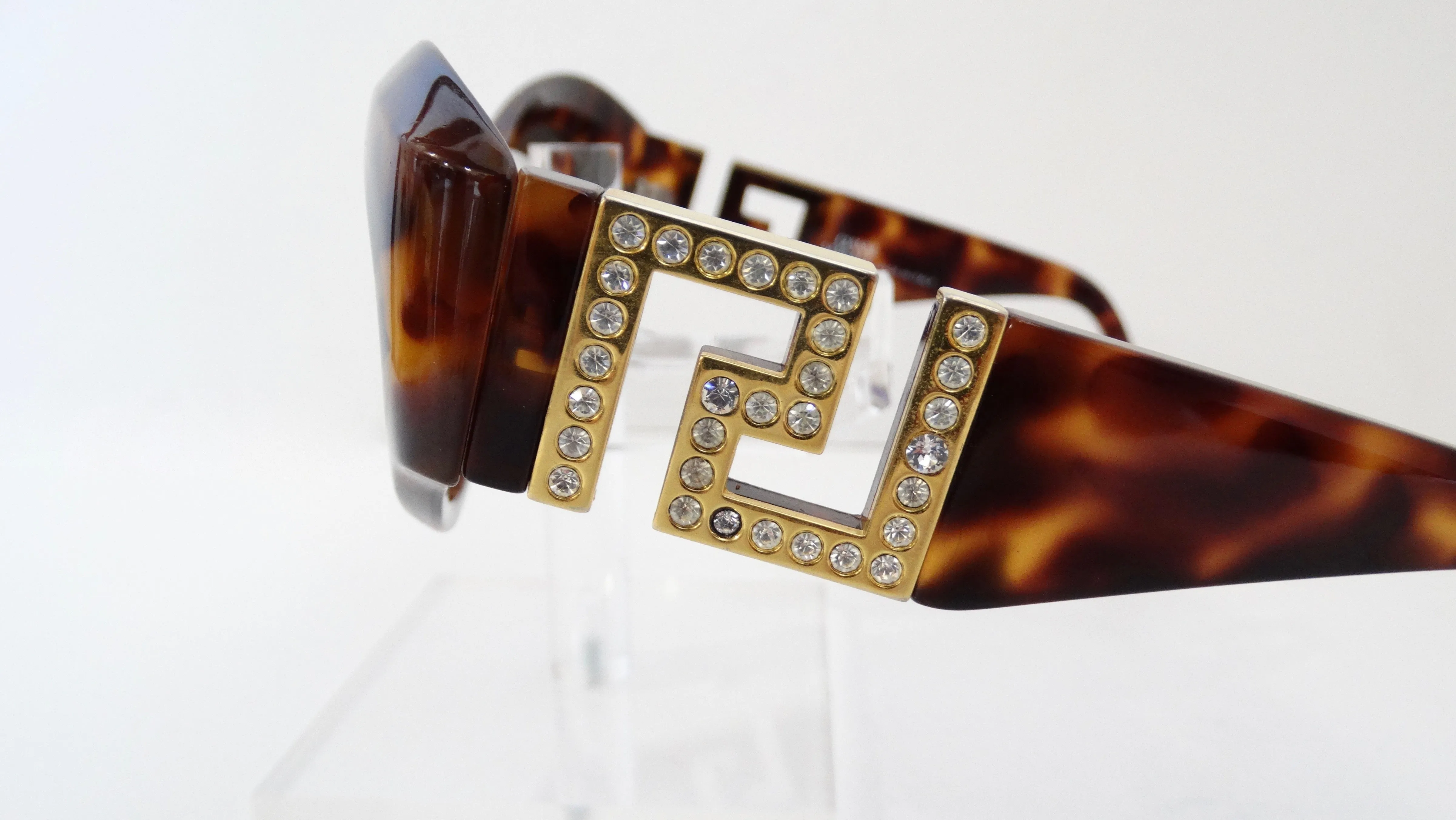 Gianni Versace Greek Key Tortoise Sunglasses