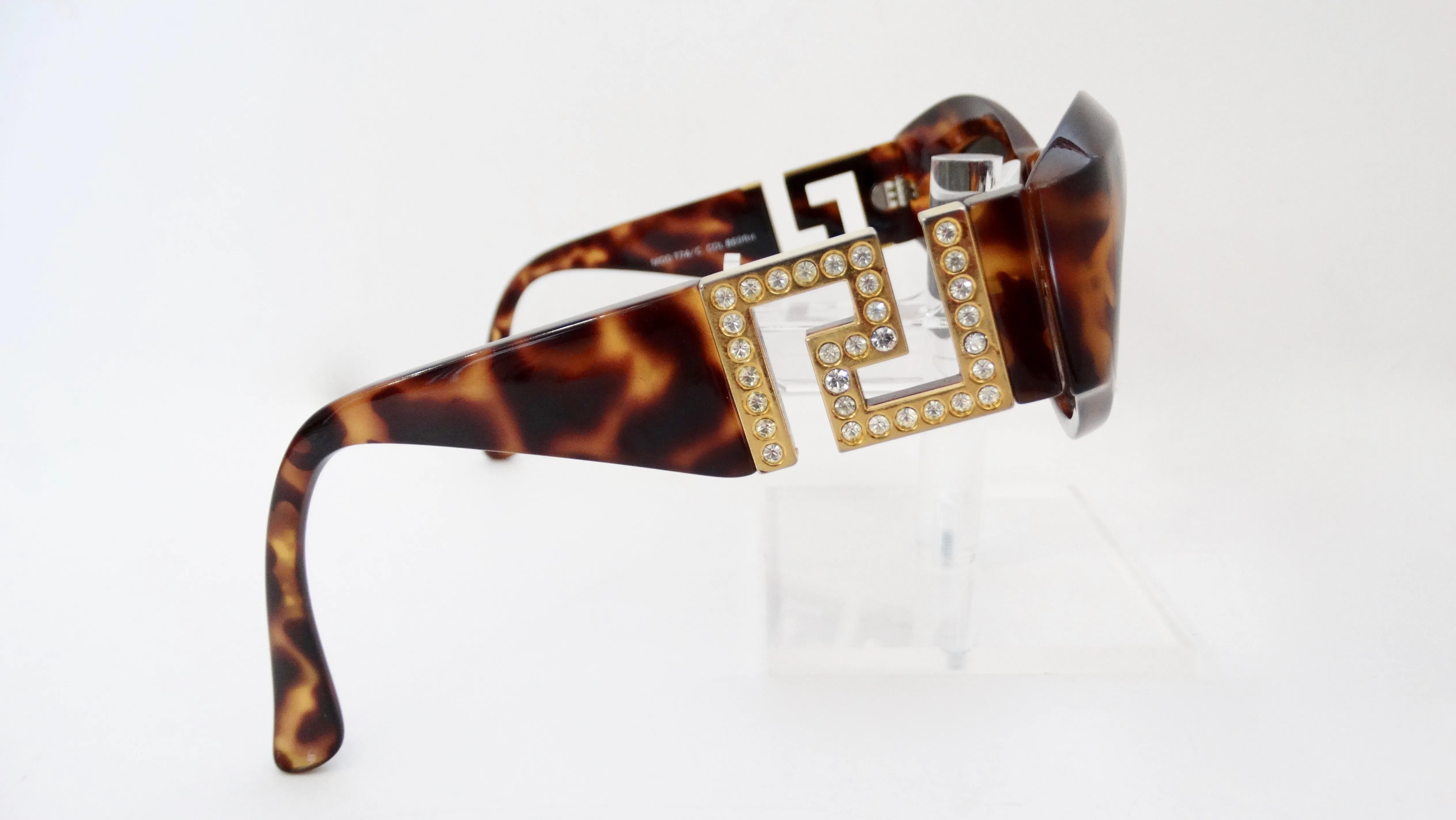 Gianni Versace Greek Key Tortoise Sunglasses