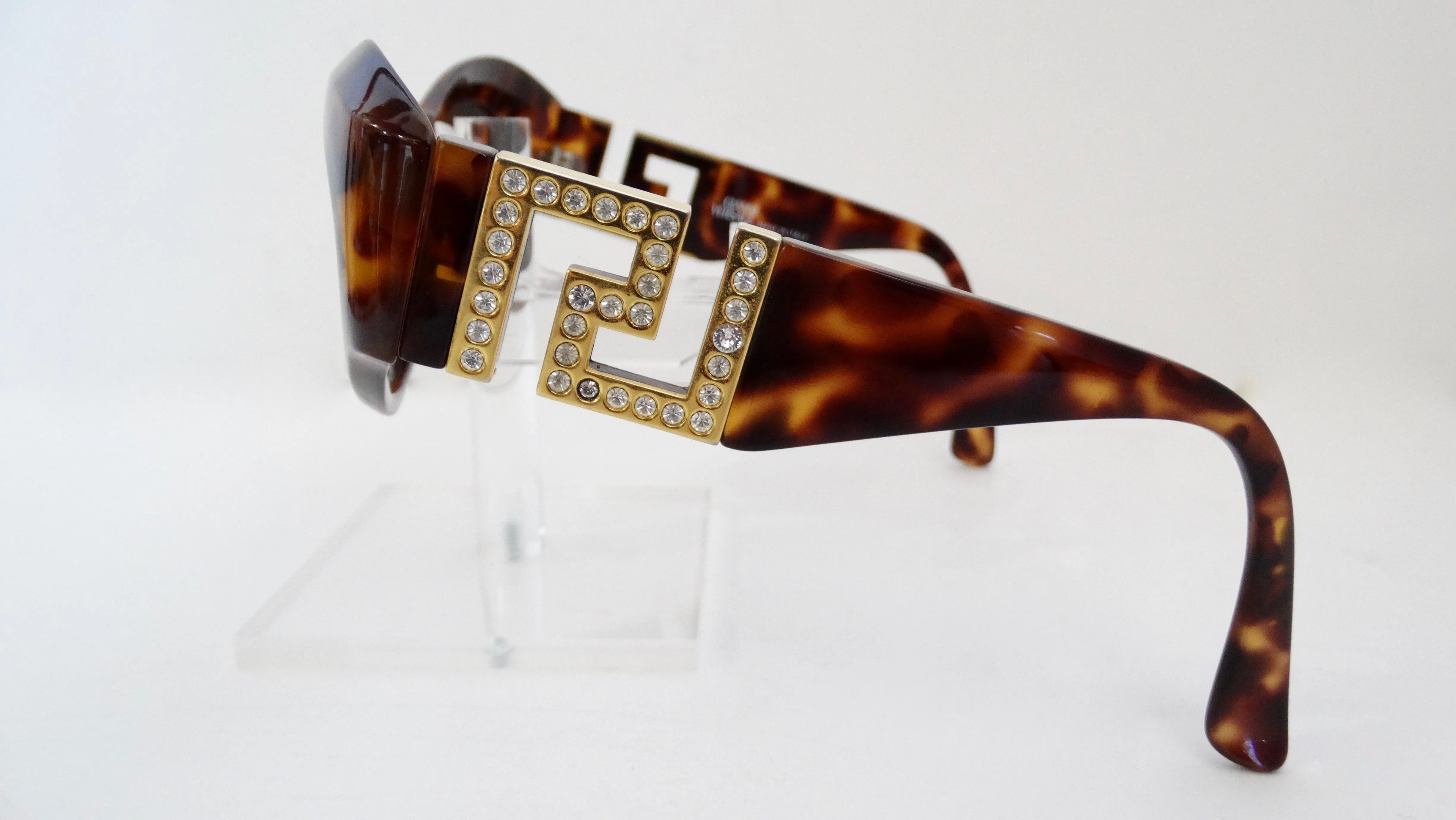 Gianni Versace Greek Key Tortoise Sunglasses
