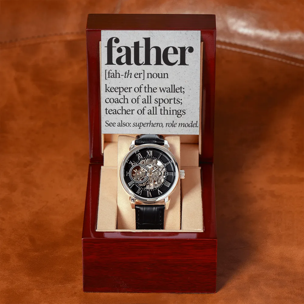 Gift For Dad, Father Definition Message Card Watch
