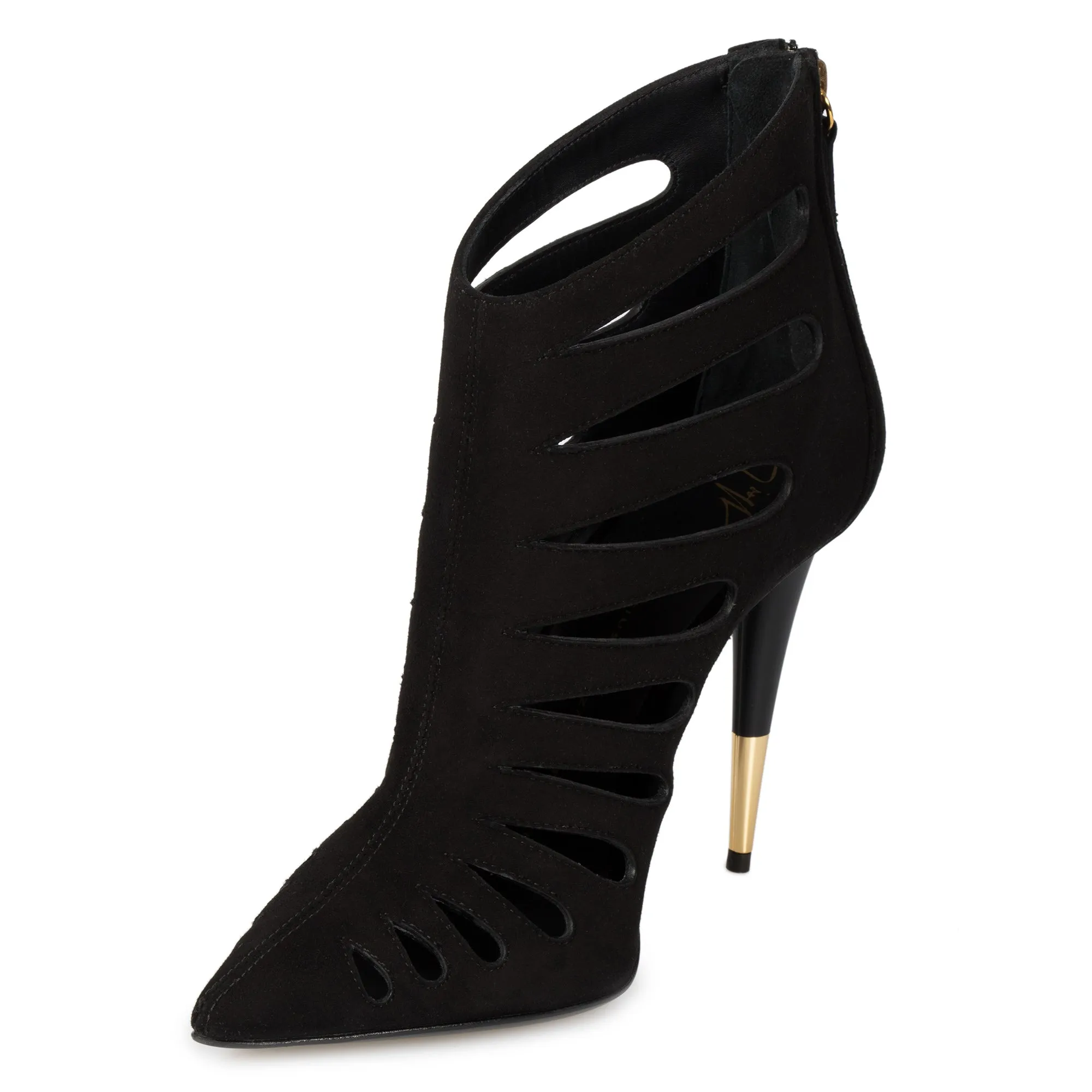 Giuseppe Zanotti Ester Black Cutout Suede 120mm Ankle Boots