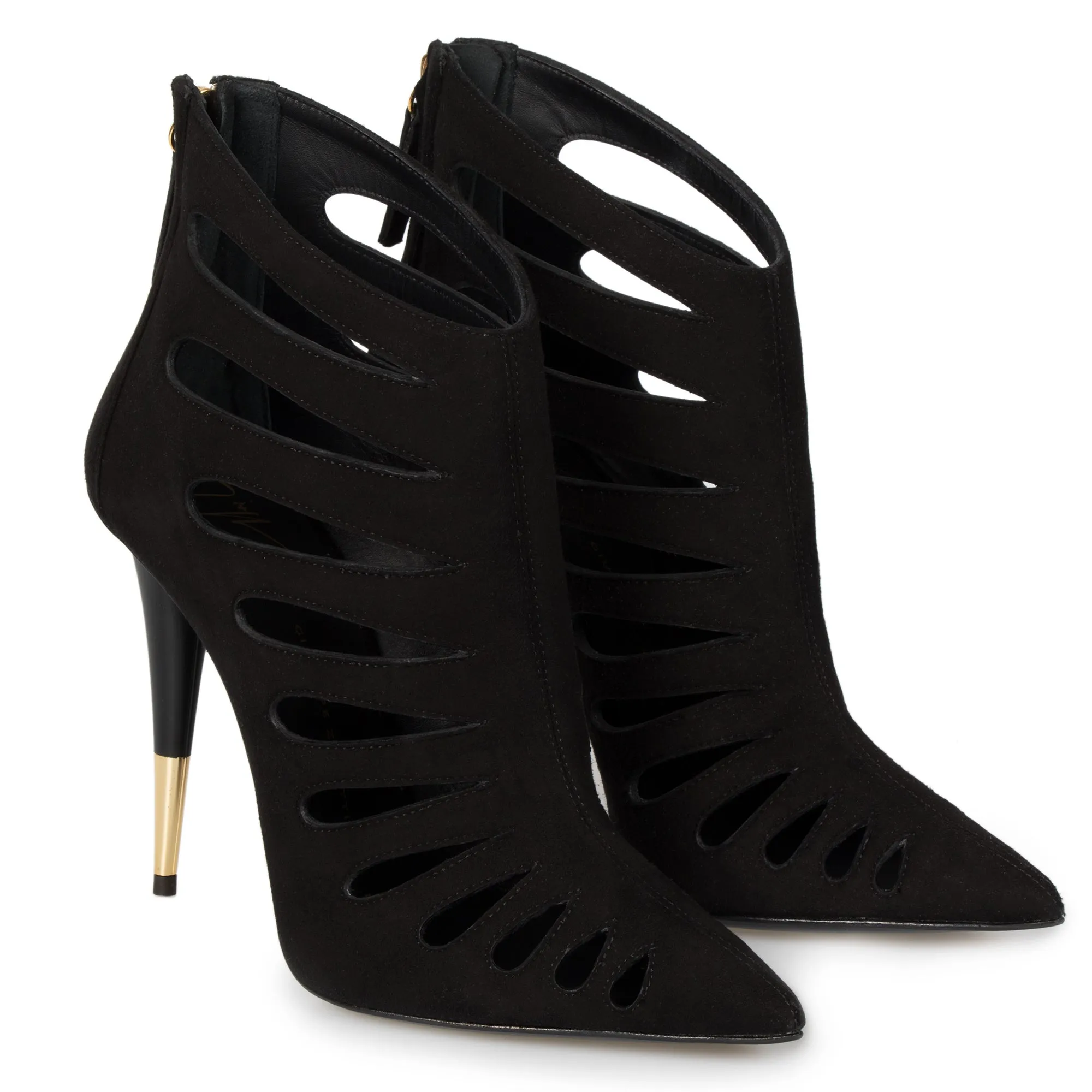 Giuseppe Zanotti Ester Black Cutout Suede 120mm Ankle Boots