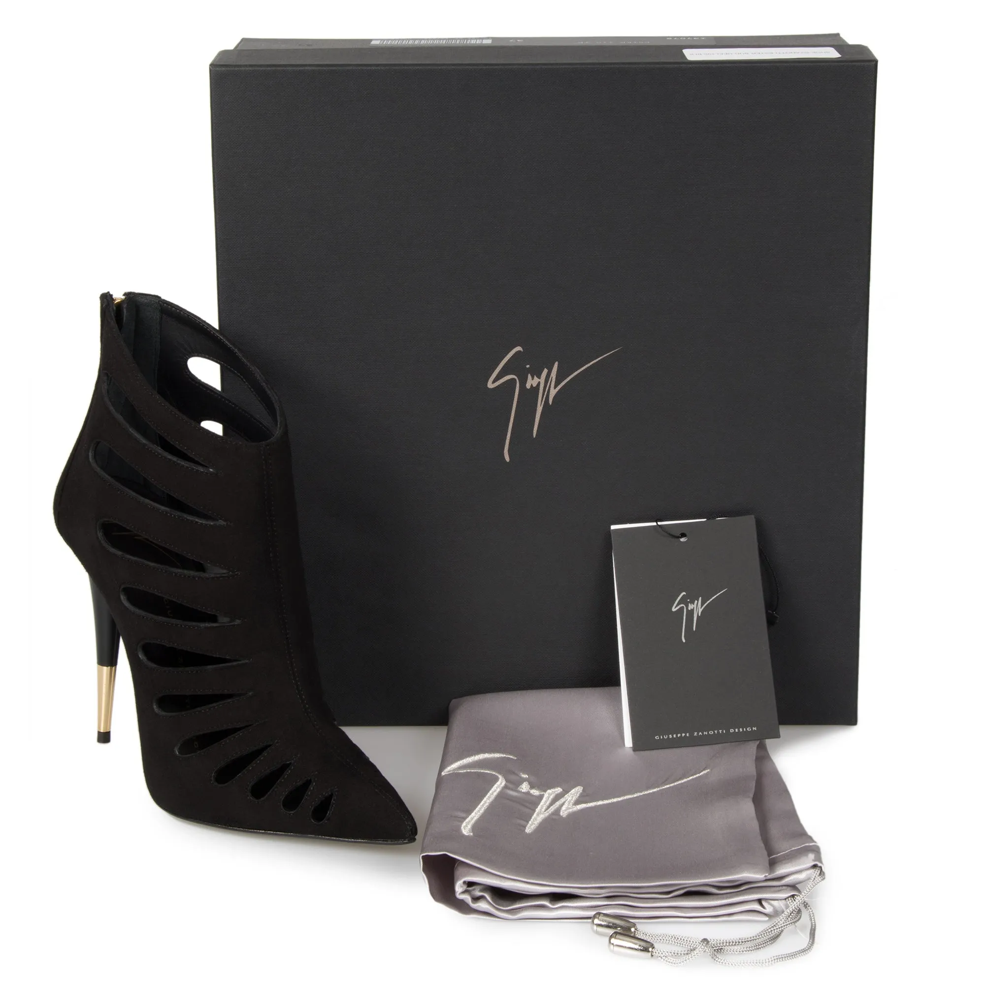 Giuseppe Zanotti Ester Black Cutout Suede 120mm Ankle Boots