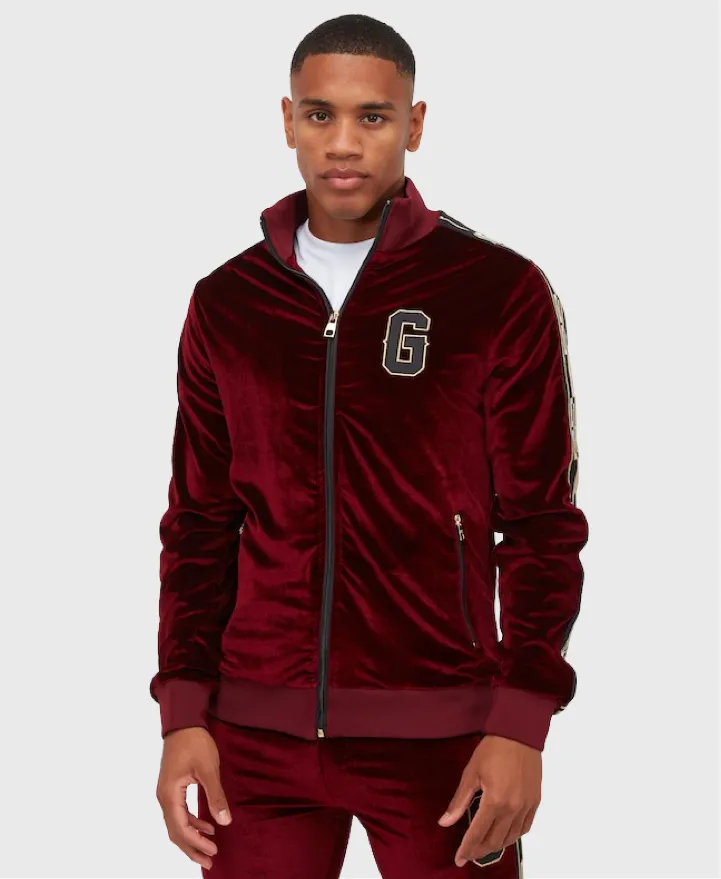 Glorious Gangsta Valoro Velour Track Top Burgundy