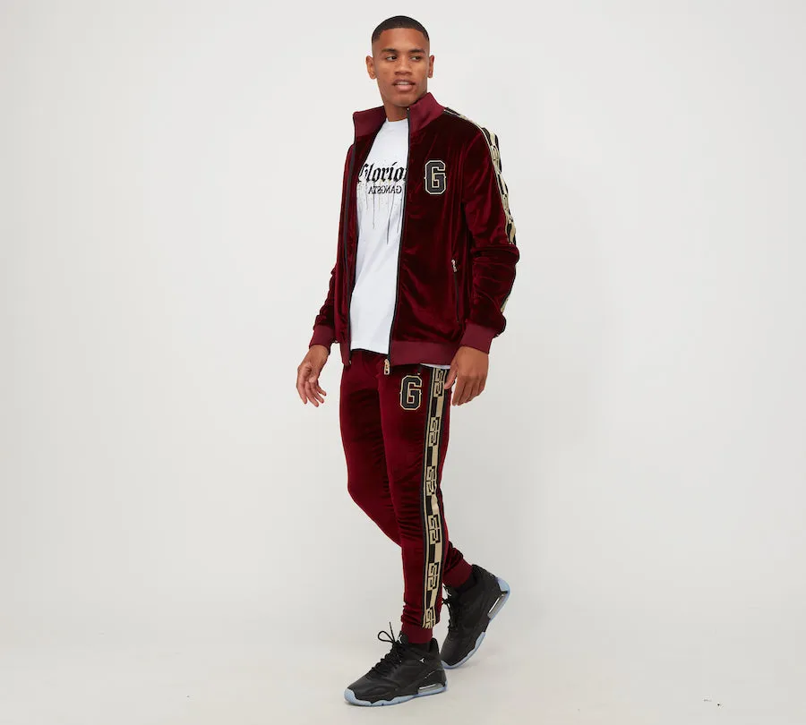 Glorious Gangsta Valoro Velour Track Top Burgundy