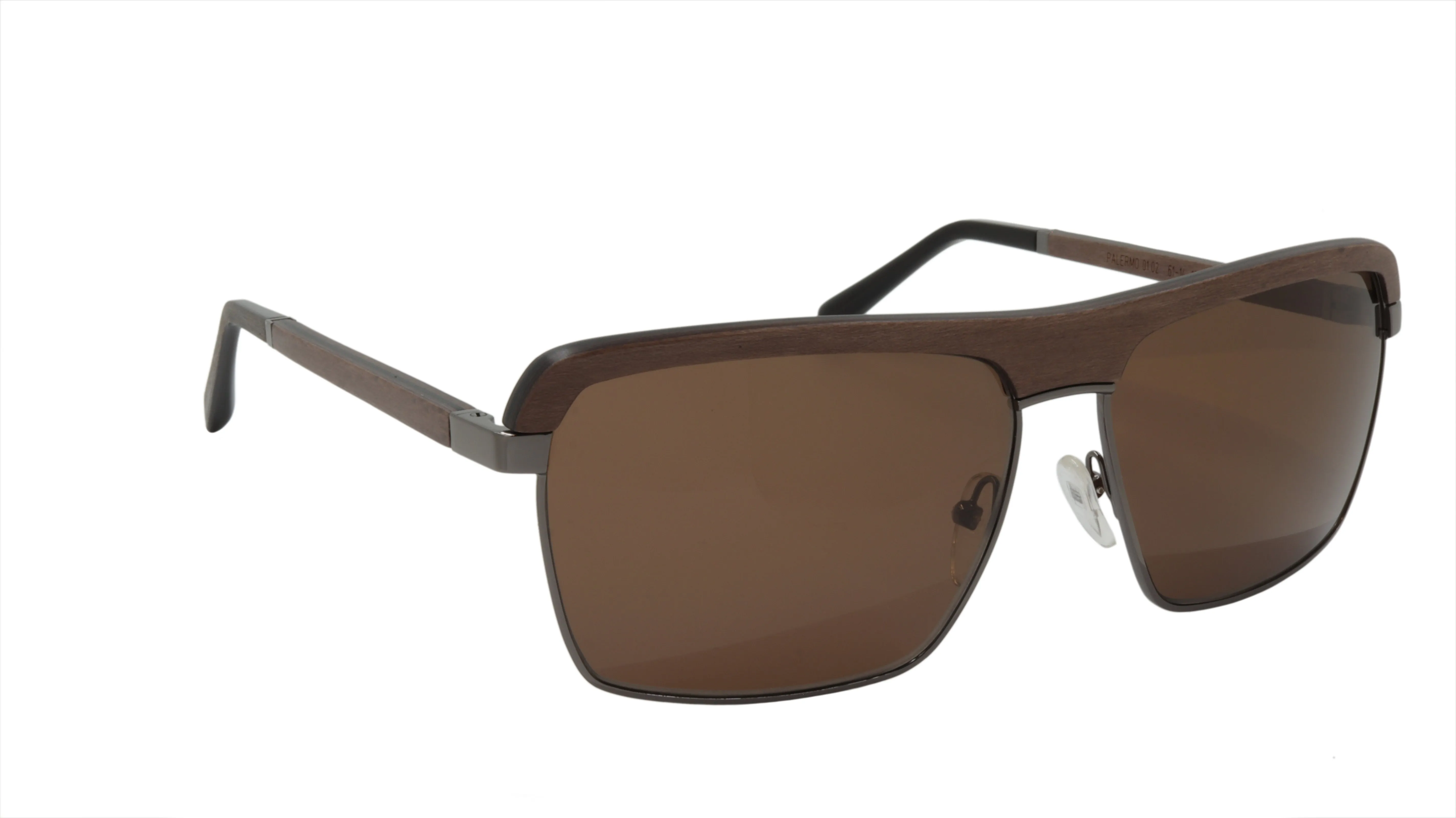 GOLD & WOOD Sunglasses Accented in Brown Wood and Gun Metal Black