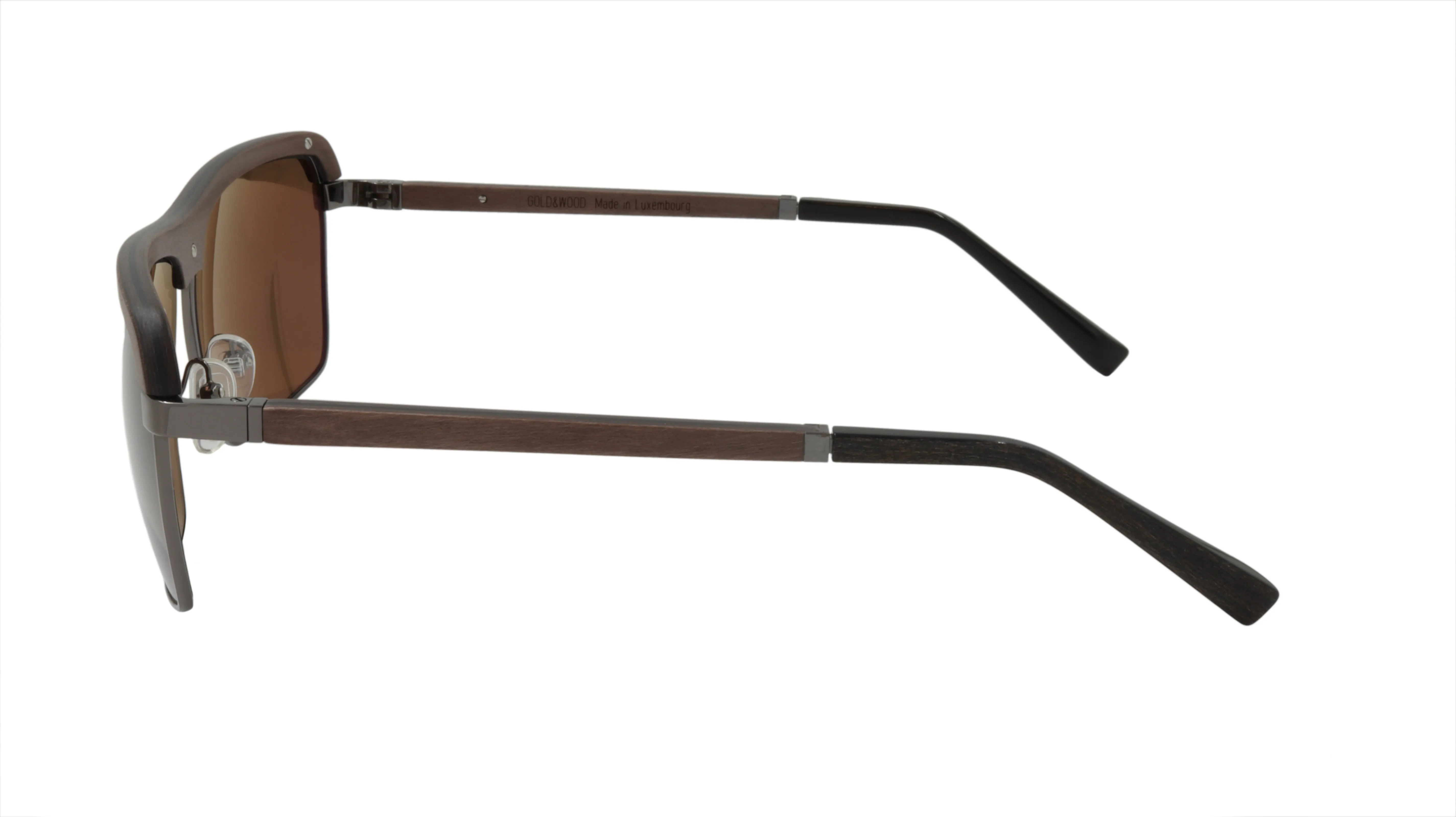 GOLD & WOOD Sunglasses Accented in Brown Wood and Gun Metal Black