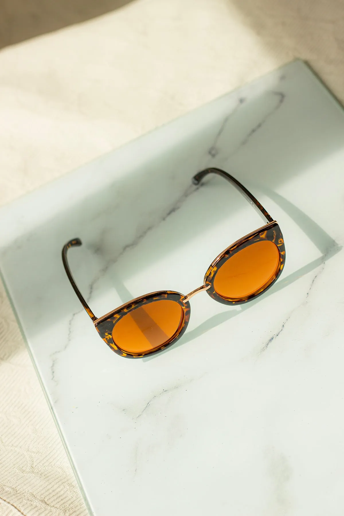 Gold Rim Cat Eye Sunglasses