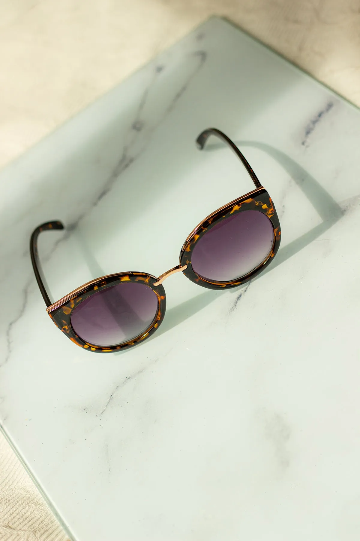 Gold Rim Cat Eye Sunglasses