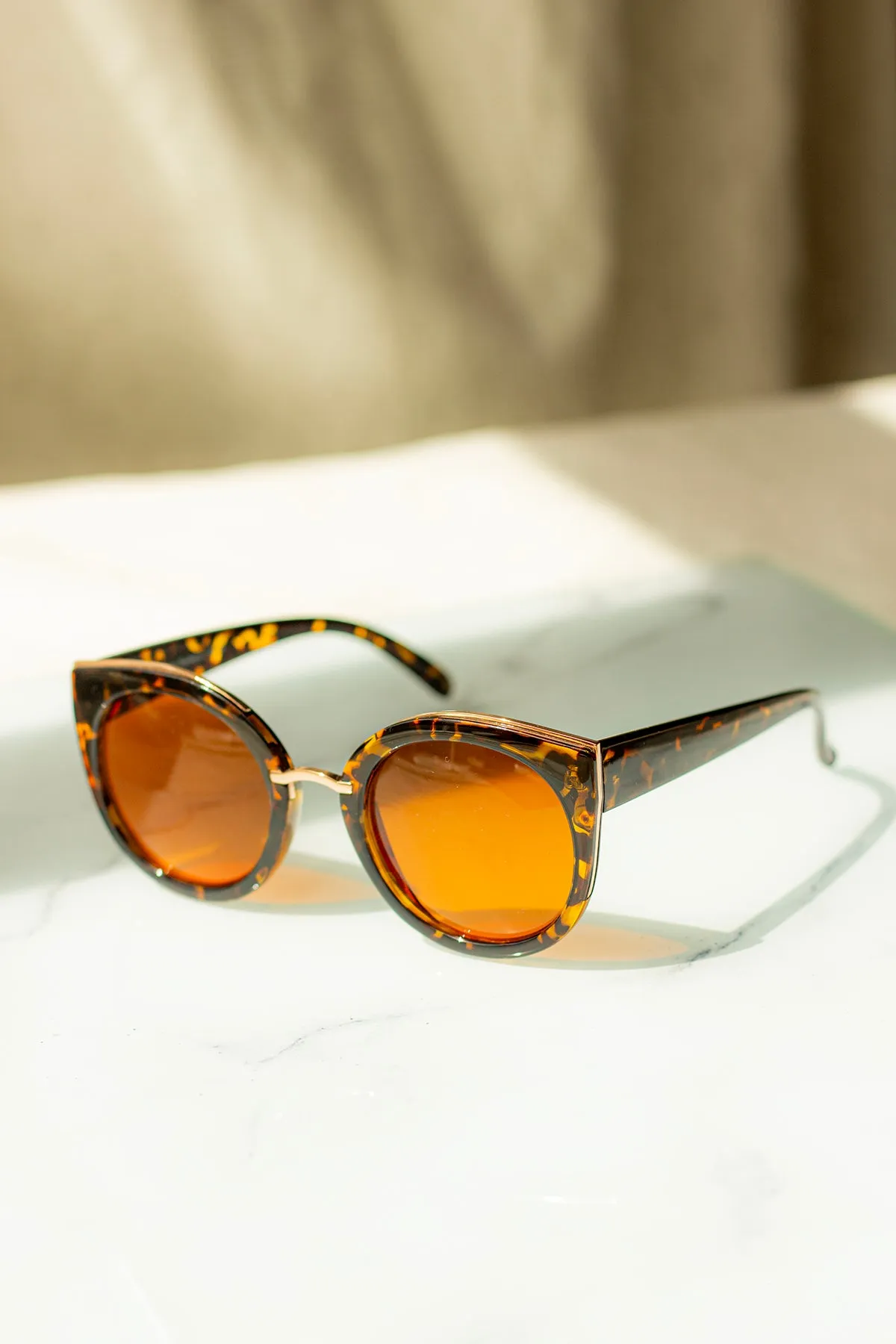 Gold Rim Cat Eye Sunglasses