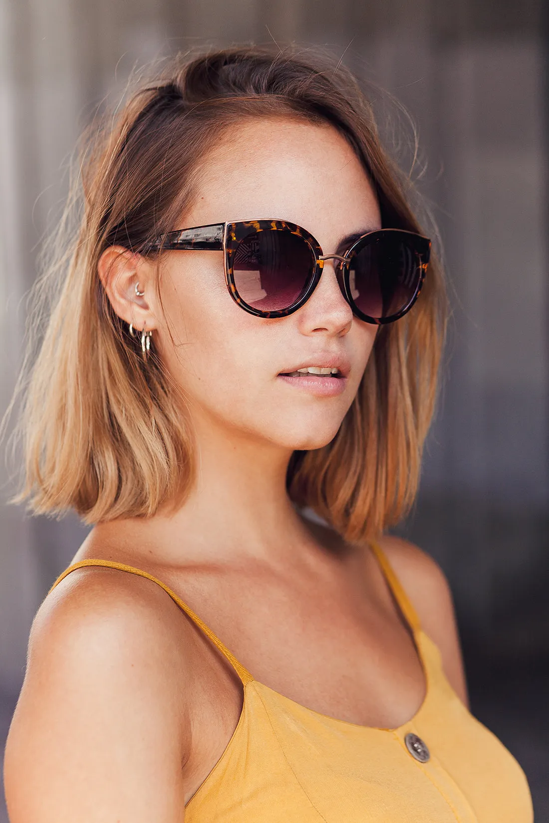 Gold Rim Cat Eye Sunglasses