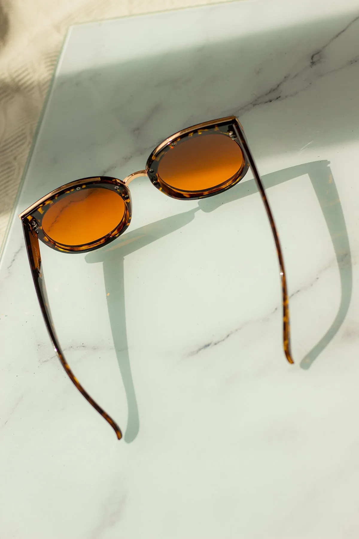Gold Rim Cat Eye Sunglasses