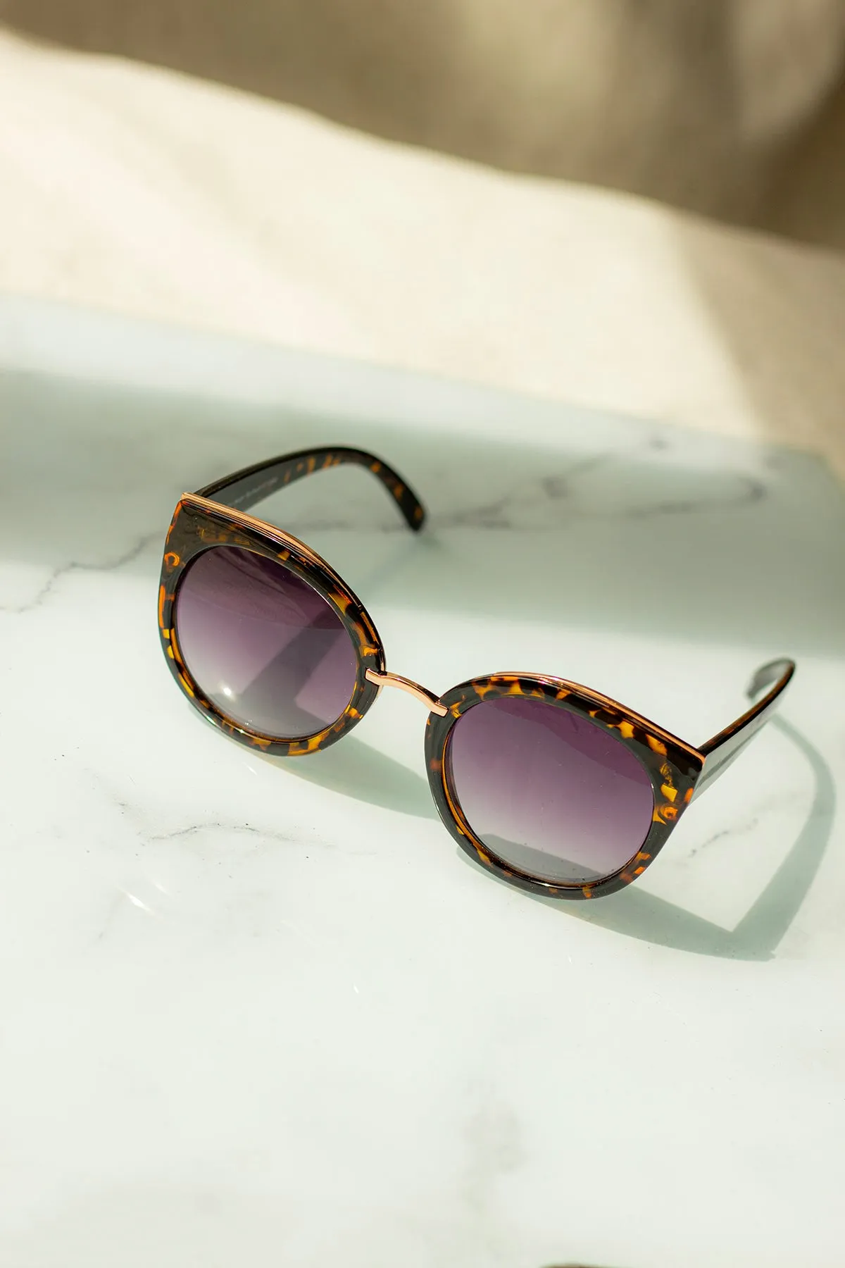 Gold Rim Cat Eye Sunglasses