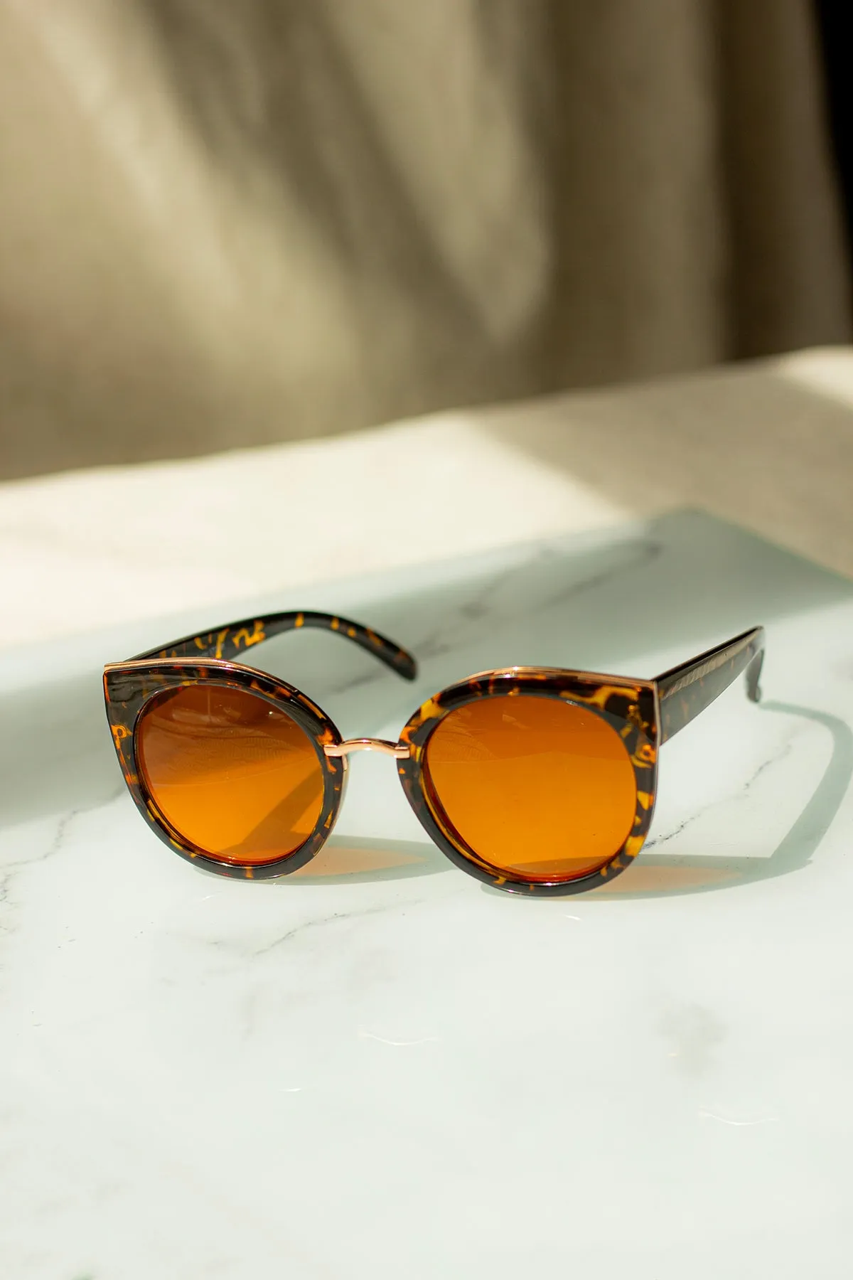Gold Rim Cat Eye Sunglasses