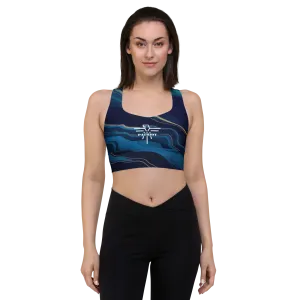 Gold/Navy Patriot Star Longline sports bra