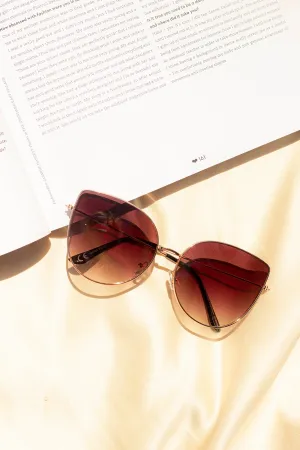 Gradient Tint Butterfly Wire Frame Cat Eye Sunglasses