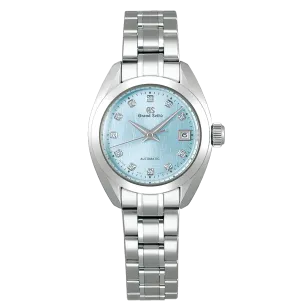 Grand Seiko Elegance Watch with Light Blue Dial and Diamonds, 27.8mm
