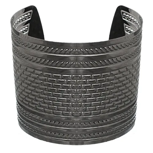 Gray Hammered Metal Cut Bracelet