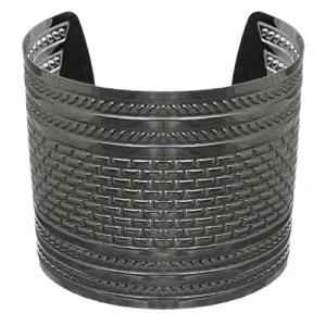 Gray Hammered Metal Cut Bracelet