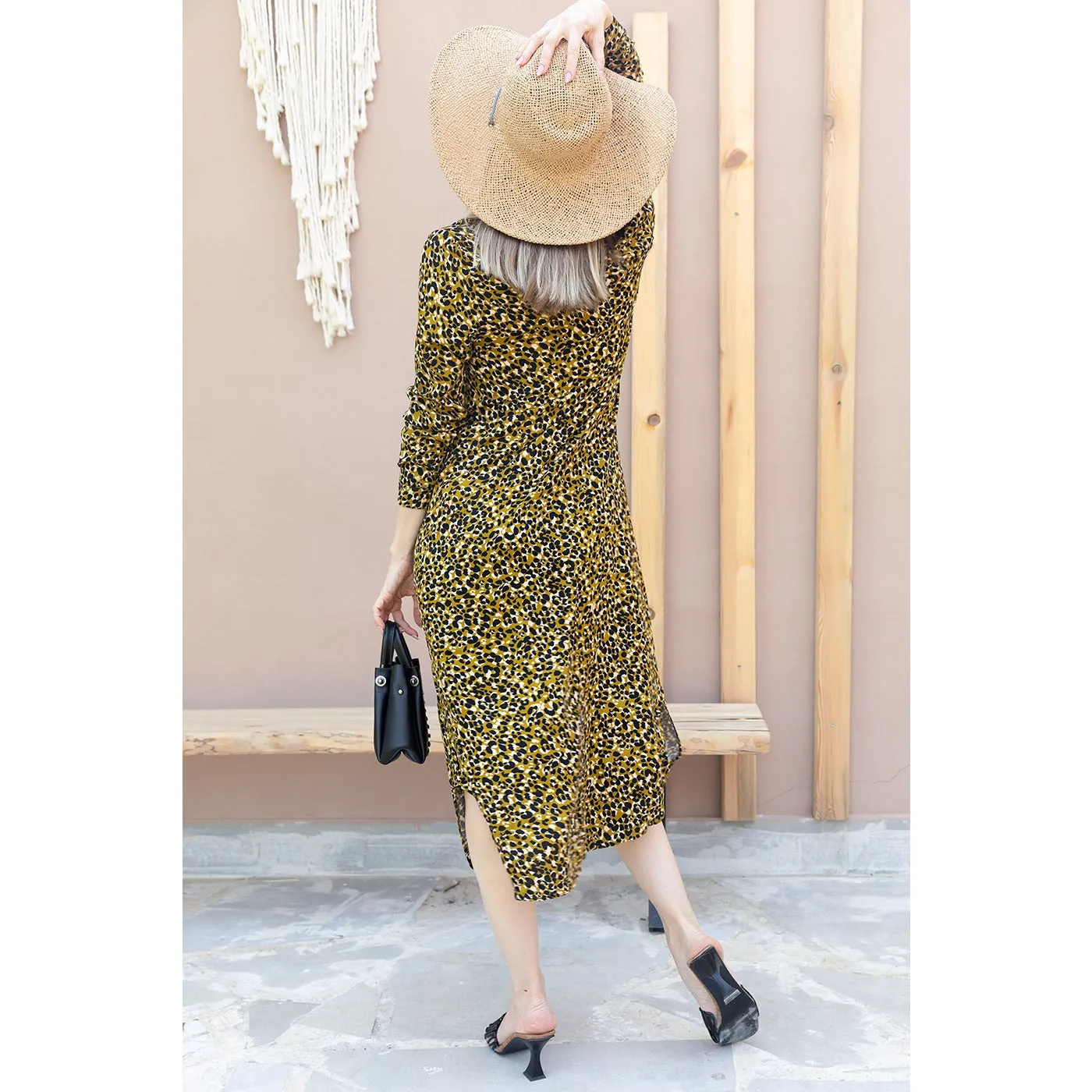 Green Patterned Shirt Dress