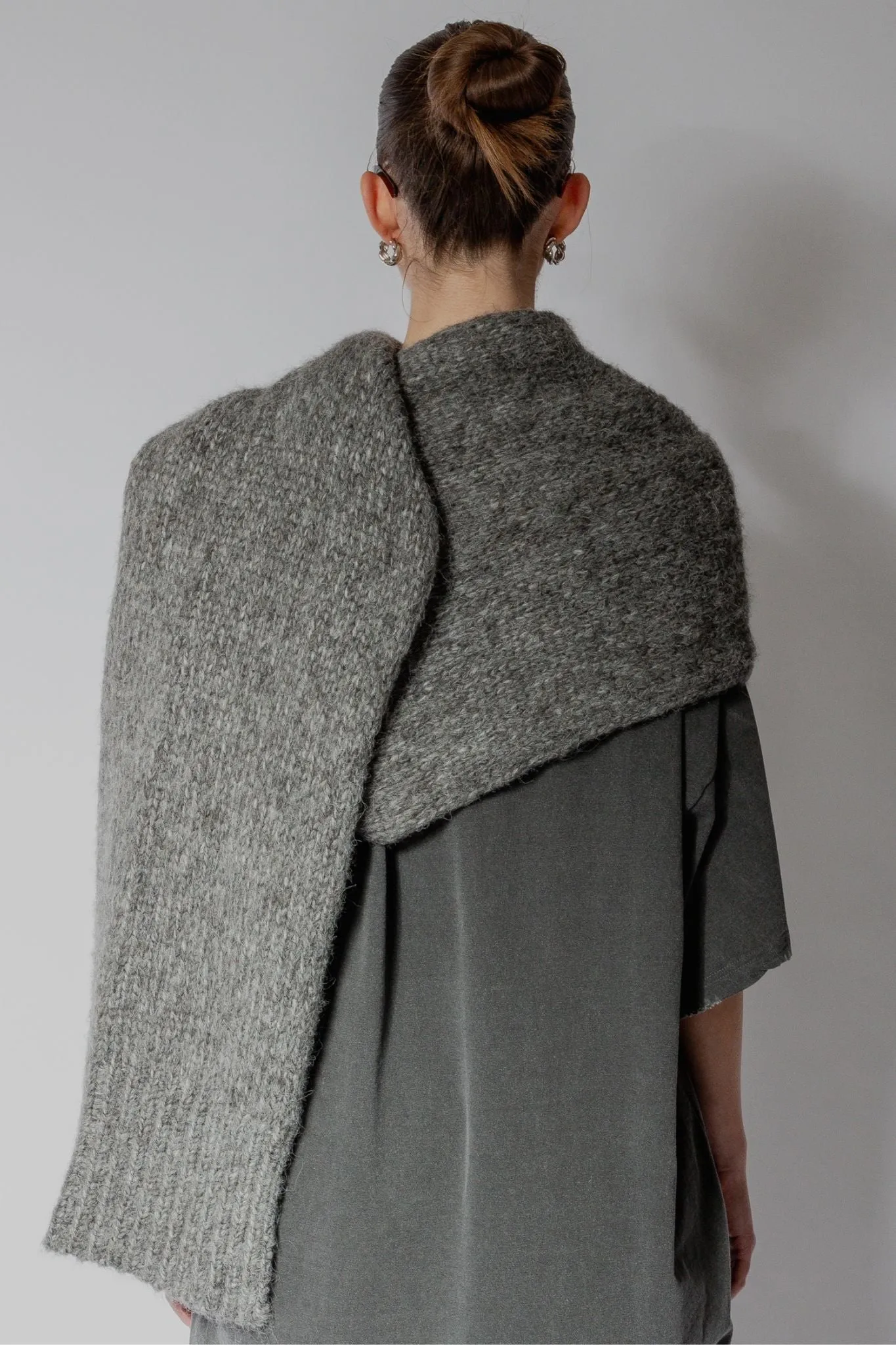 Grey Knit One Arm Scarf