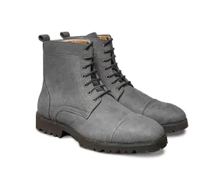 Grey Suede High Ankle Commando Boots