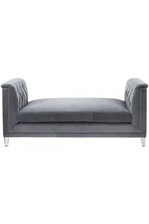 Grey Velvet Loveseat Bench