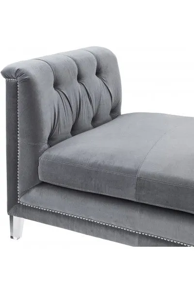 Grey Velvet Loveseat Bench