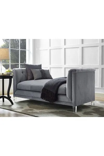 Grey Velvet Loveseat Bench