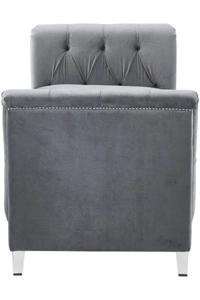 Grey Velvet Loveseat Bench