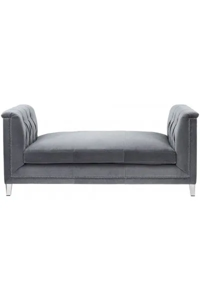 Grey Velvet Loveseat Bench
