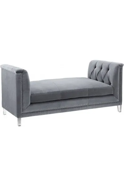 Grey Velvet Loveseat Bench