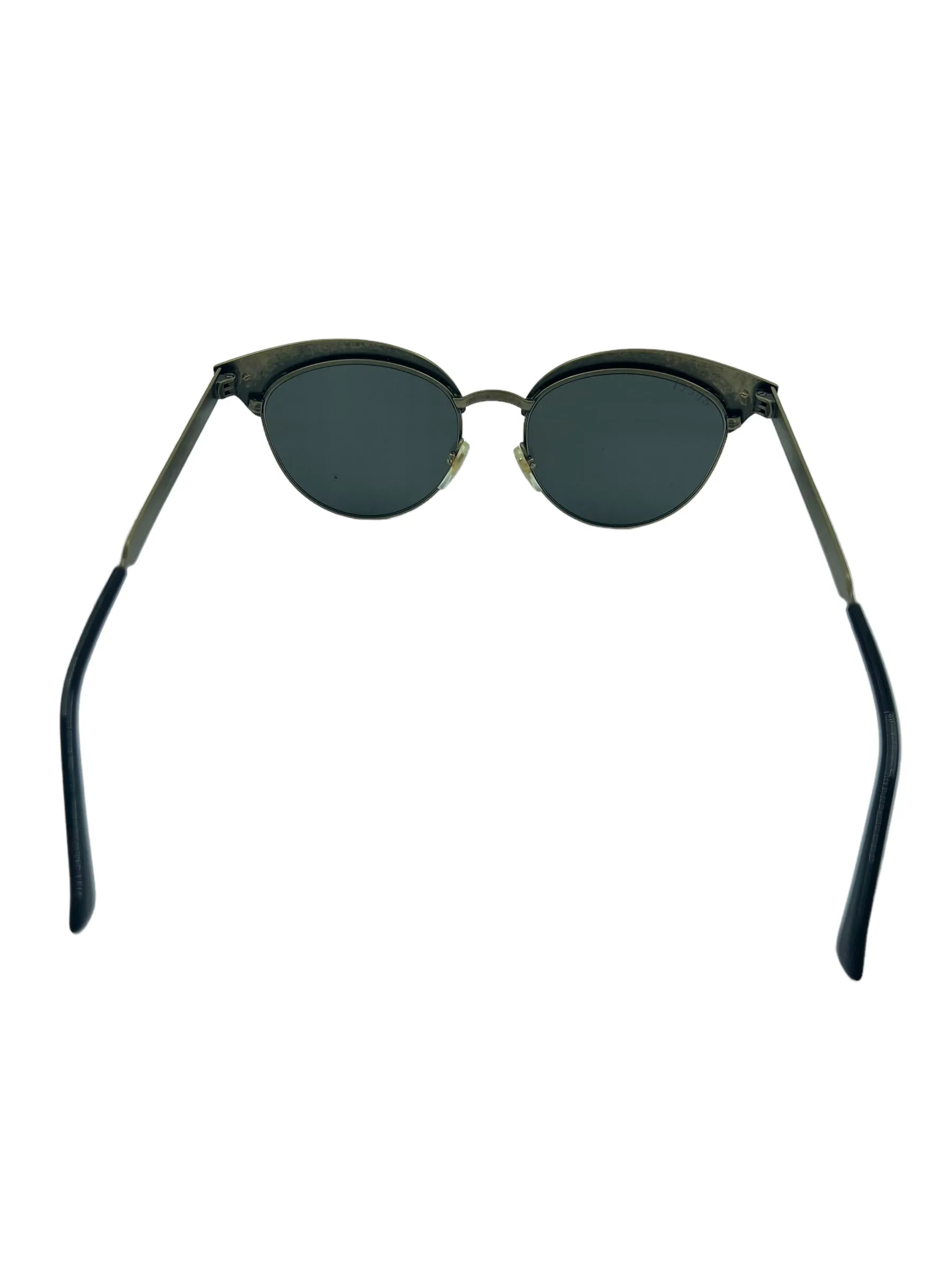Gucci GG0220S Gold Cat Eye Engraved Sunglasses