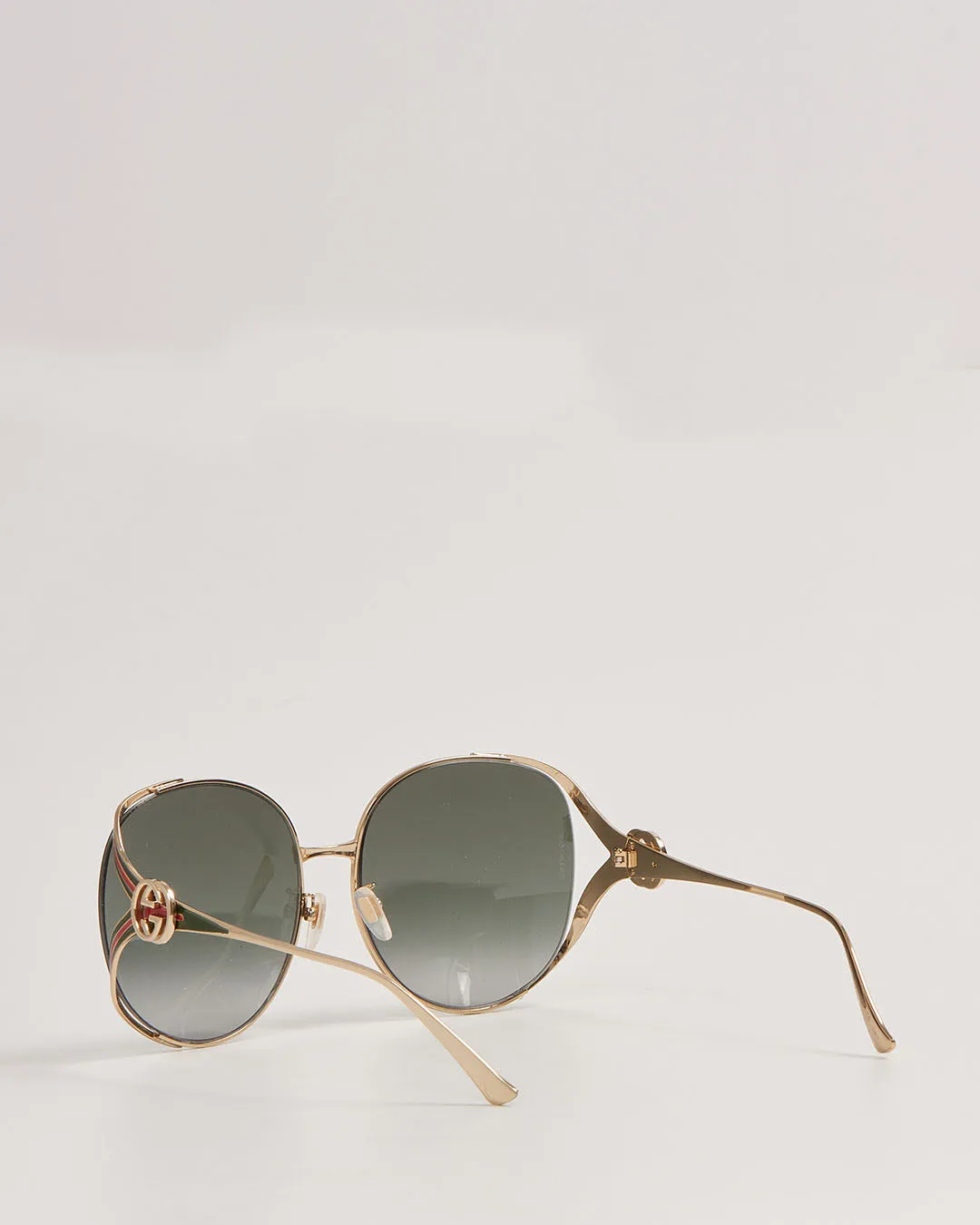 Gucci Gold Tone Oversized GG Logo Sunglasses