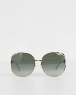 Gucci Gold Tone Oversized GG Logo Sunglasses