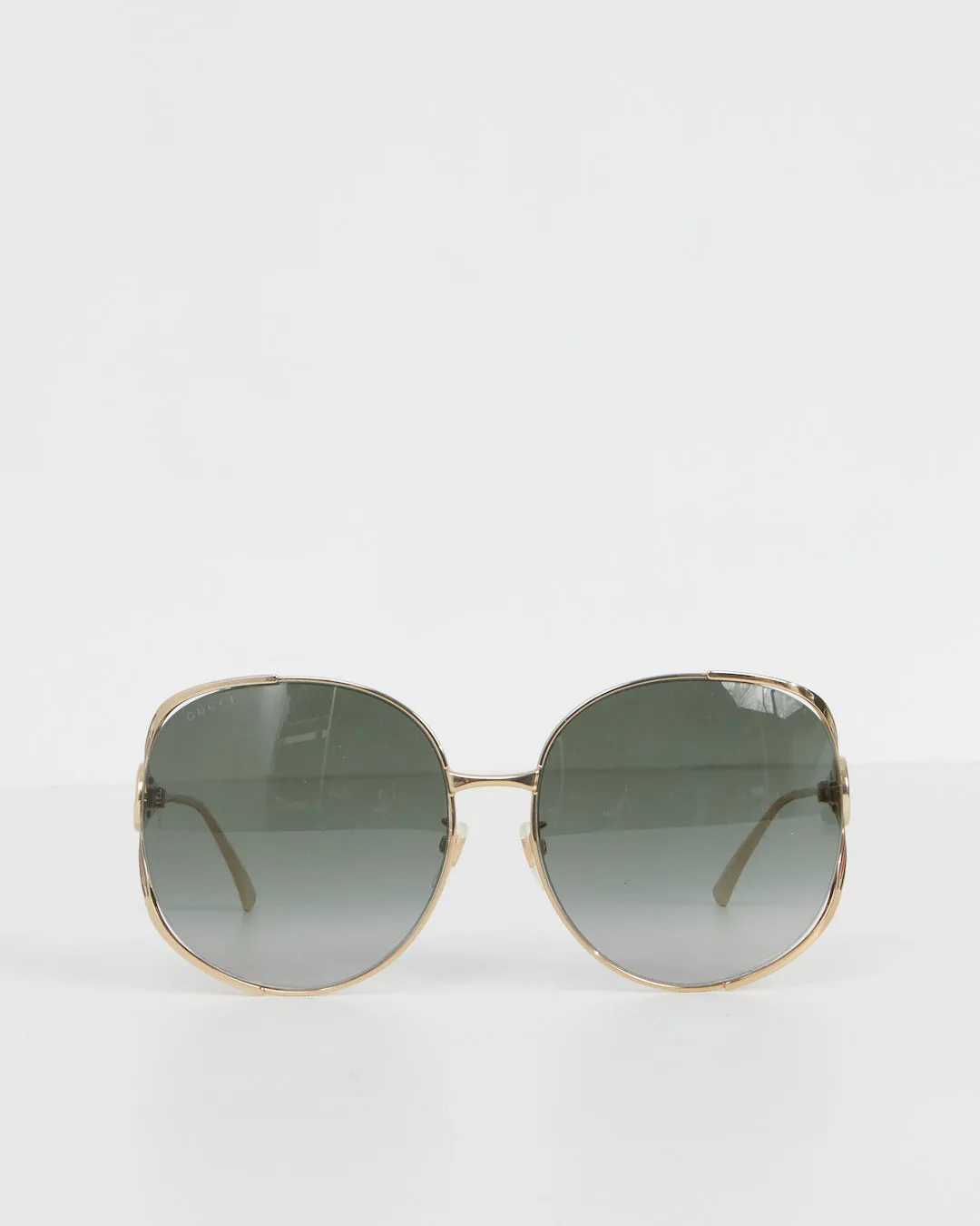 Gucci Gold Tone Oversized GG Logo Sunglasses